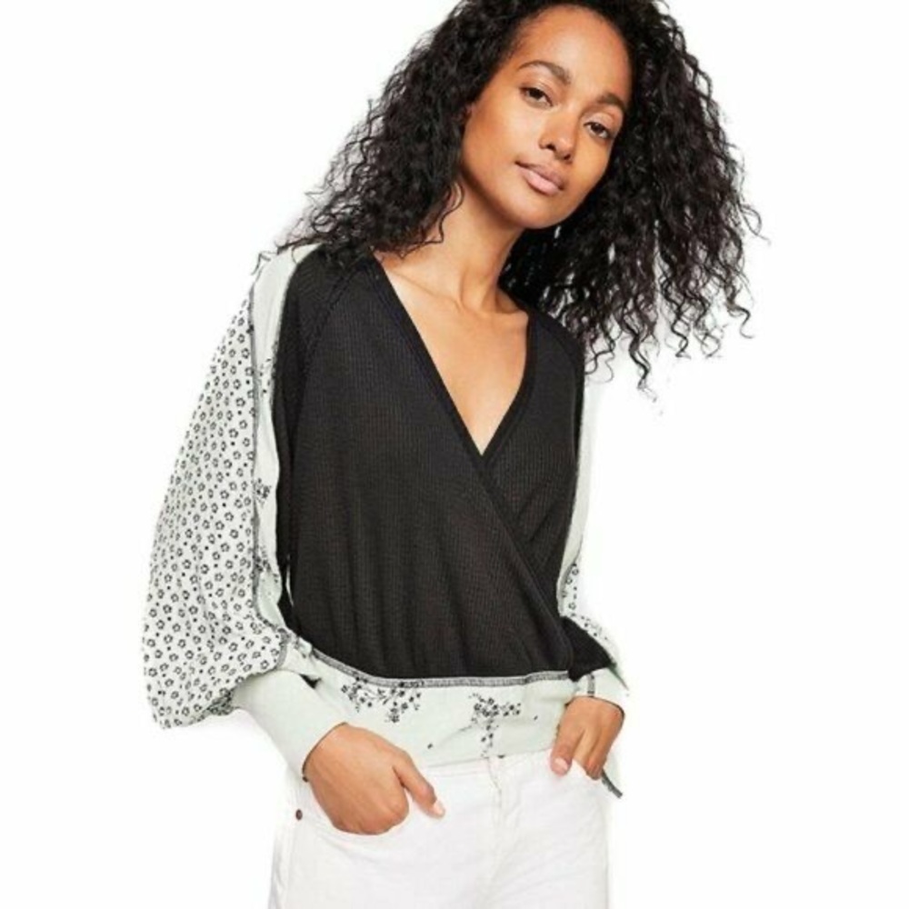Free People Auxton Thermal Wrap Top Black Size S